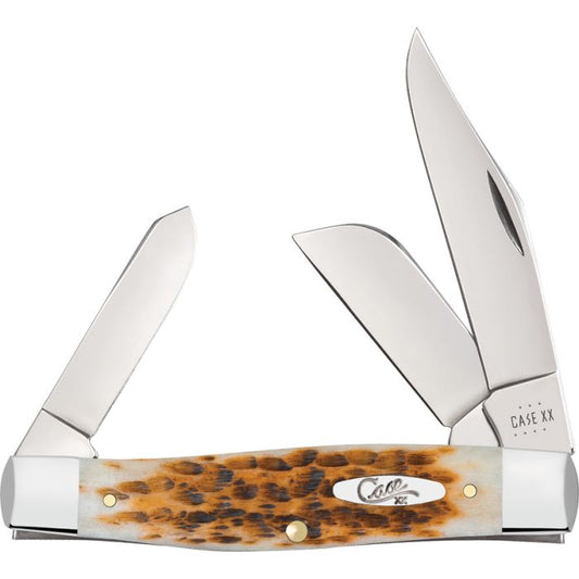 Case Cutlery Large Stockman Amber Bone SS