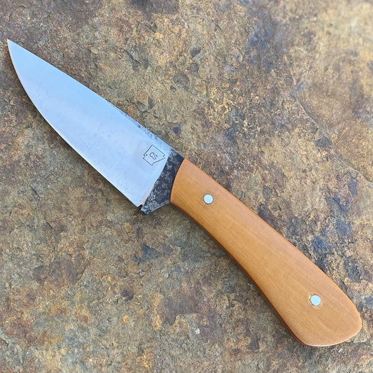 Hunter in 1080 w/ Butterscotch Linen Micarta