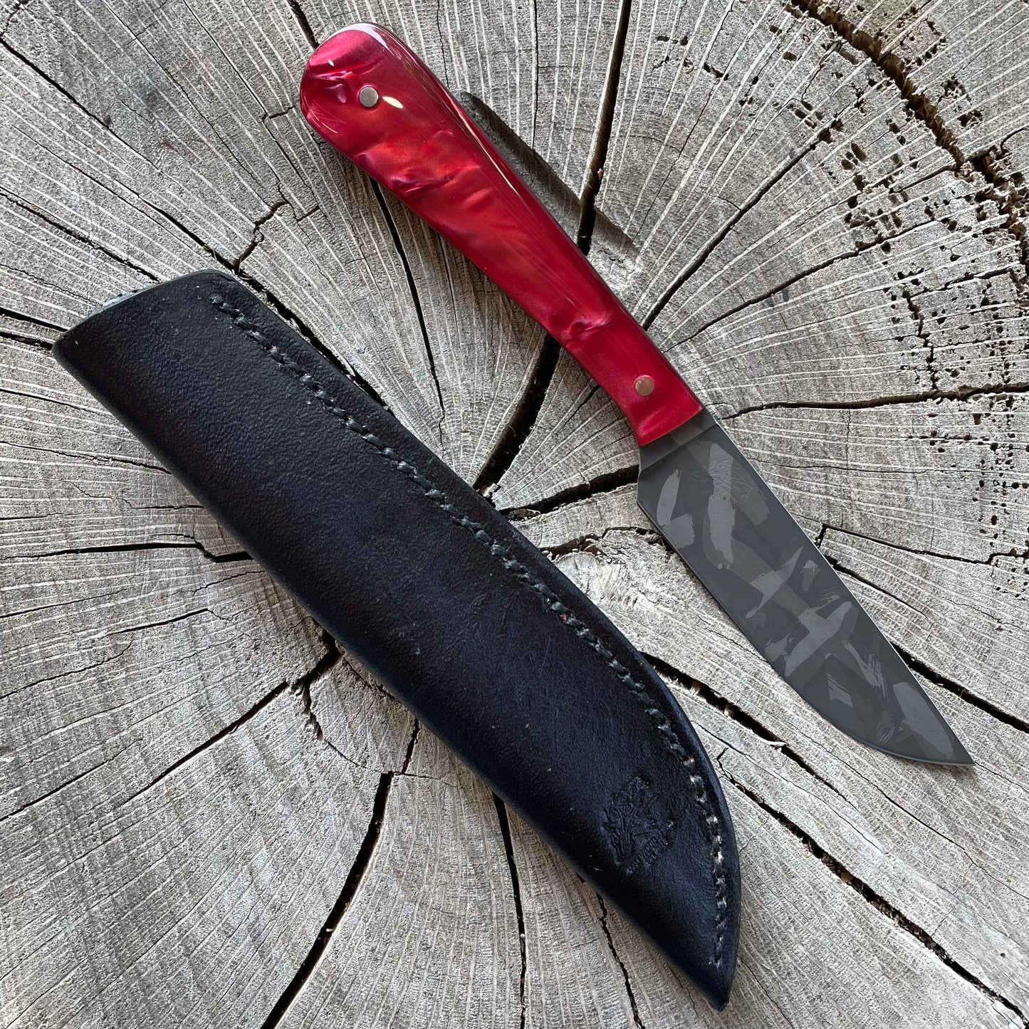 Pocket Knife in AEBL w/ Pearl Red Kirinite