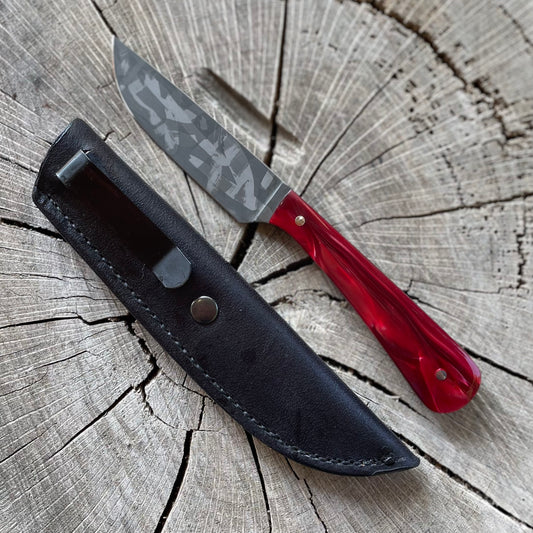 Pocket Knife in AEBL w/ Pearl Red Kirinite