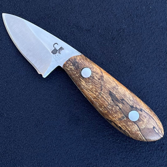 Peanut EDC in 1095 w/ Spalted White Oak Burl